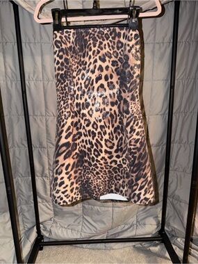 White Fox Strapless Leopard Print Sequin Mini Dress - Brown & Black